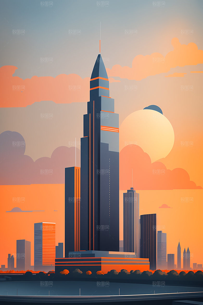 城市都市楼房插画
