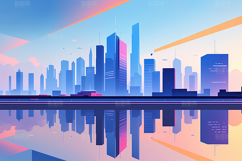 城市大厦地标插画