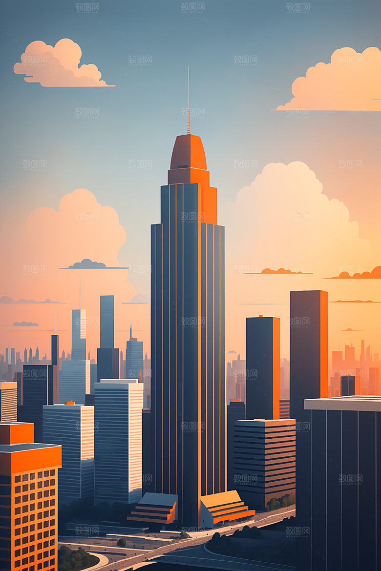 城市艺术地标插画