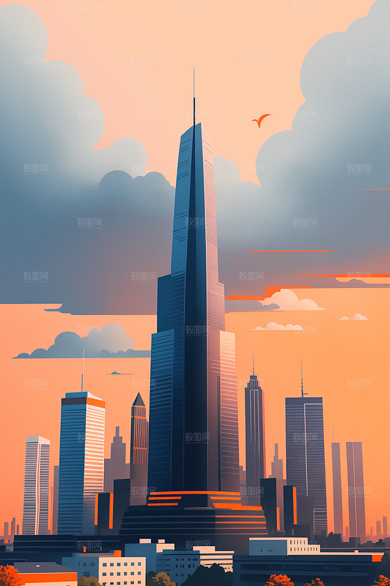 城市简约艺术插画