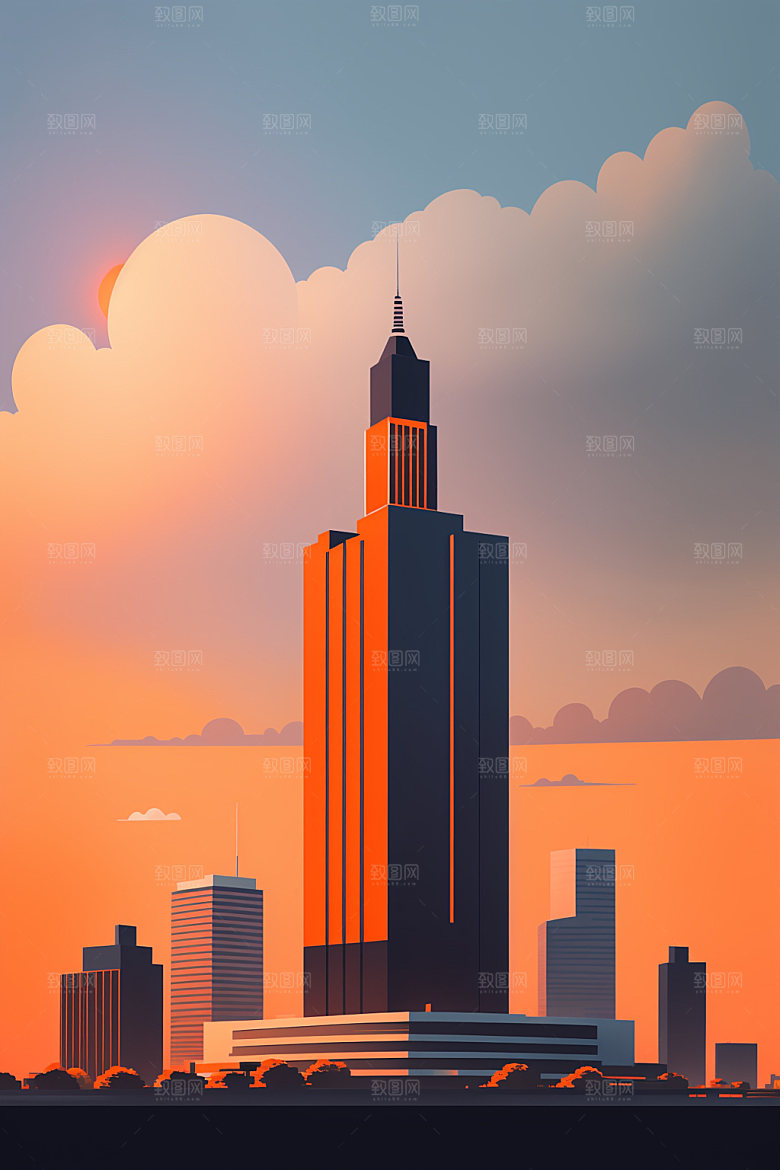 城市艺术地标插画