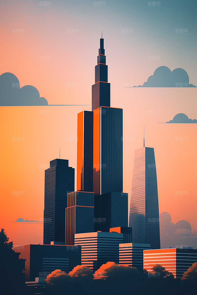 城市都市简约插画