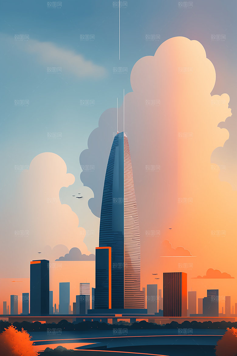 城市大厦都市插画