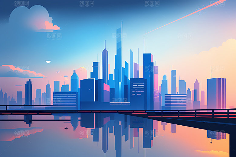 城市都市简约插画