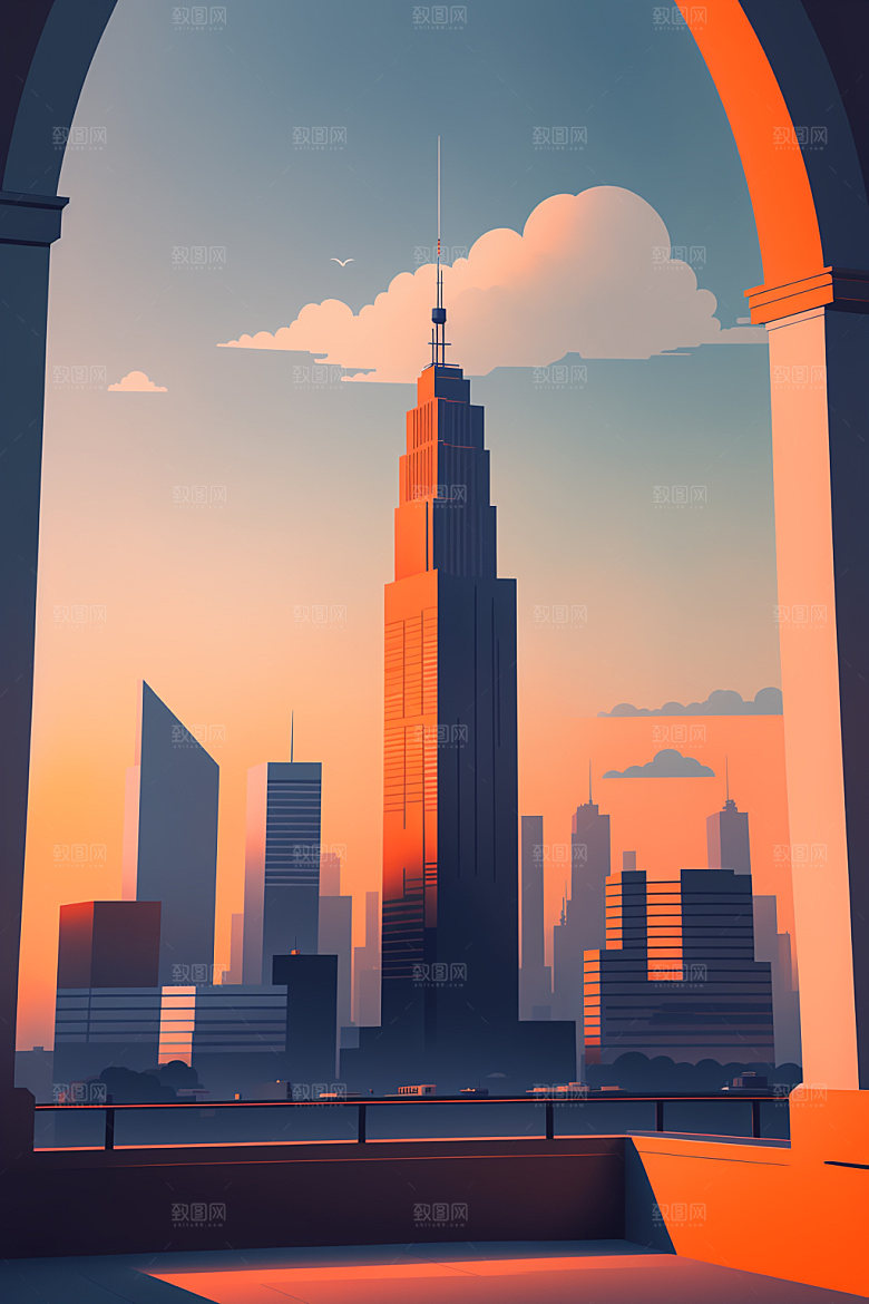 城市都市扁平风插画