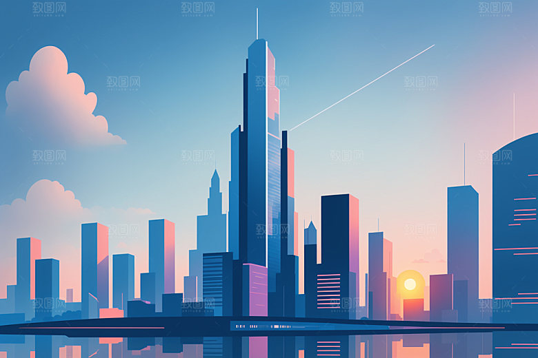 城市都市简约插画