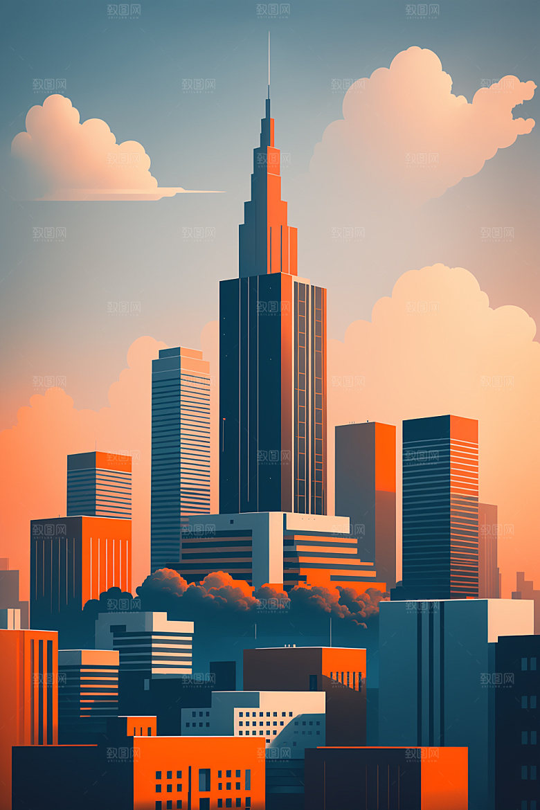 城市楼房都市插画
