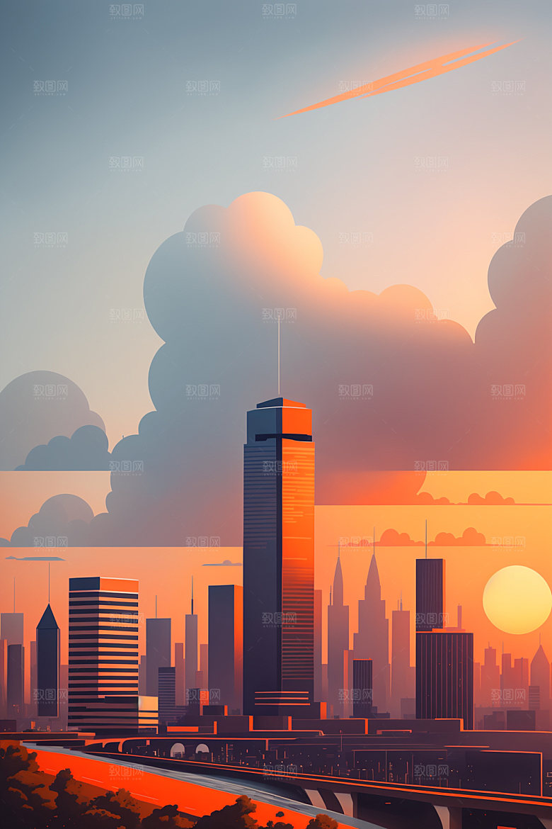 城市地标都市插画