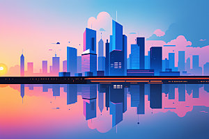 城市都市扁平风插画