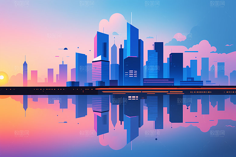 城市都市扁平风插画