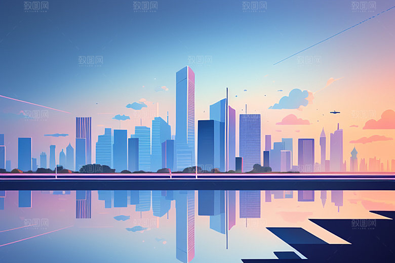 城市大厦都市插画