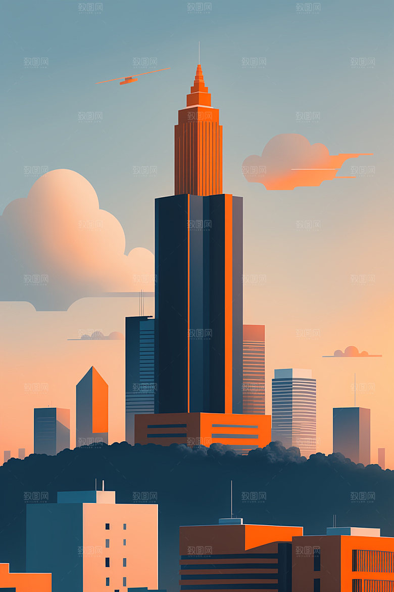 城市艺术地标插画
