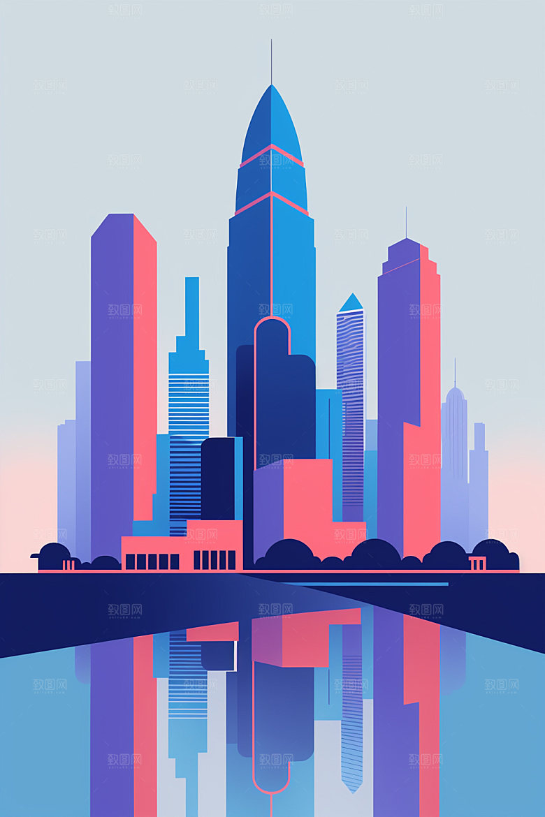 城市楼房都市插画