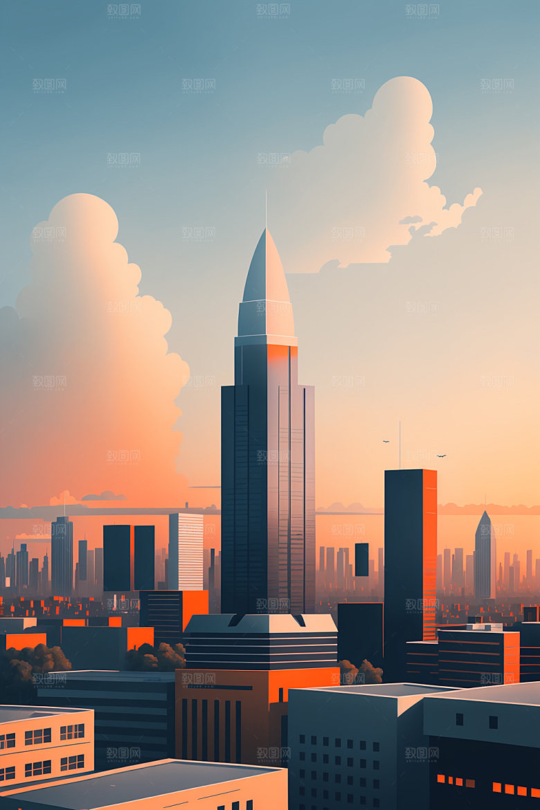 城市楼房都市插画