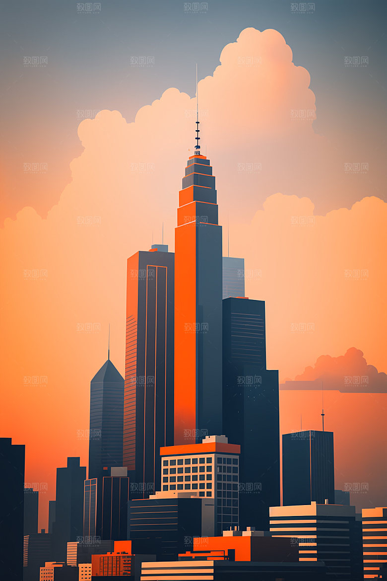 城市地标都市插画