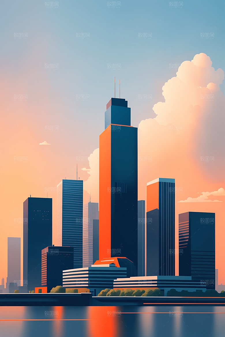 城市大厦都市插画