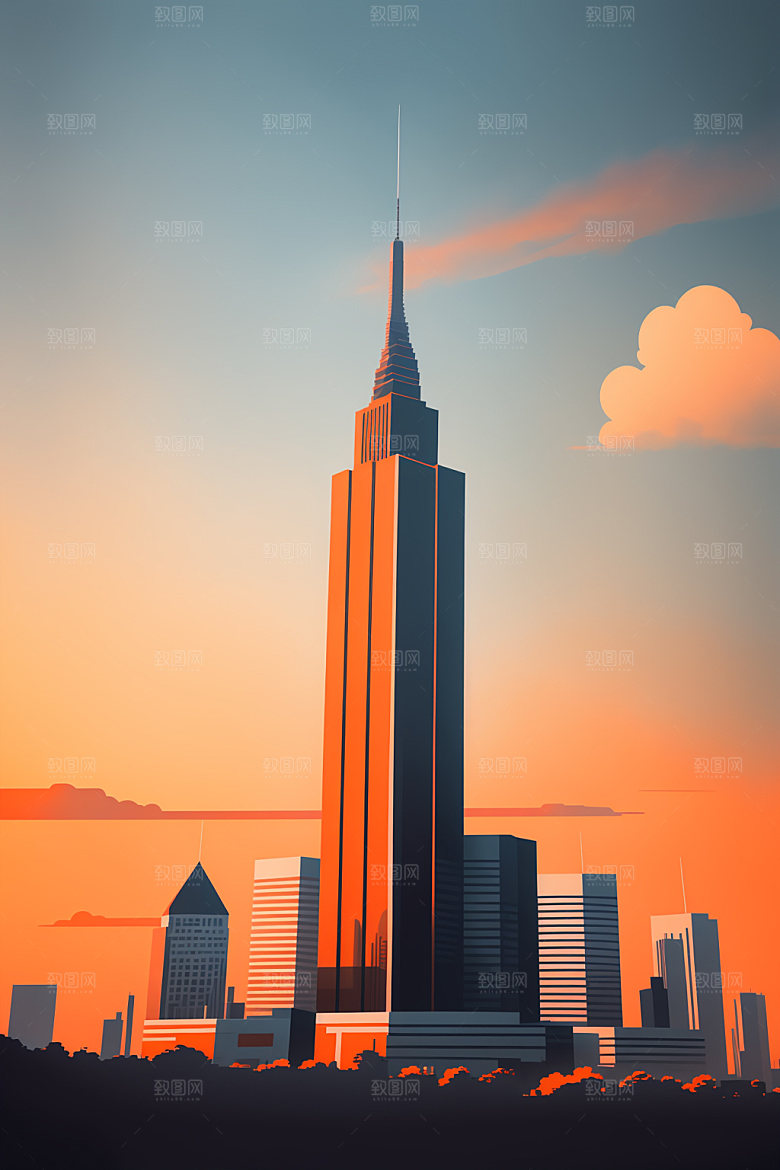 城市都市简约插画