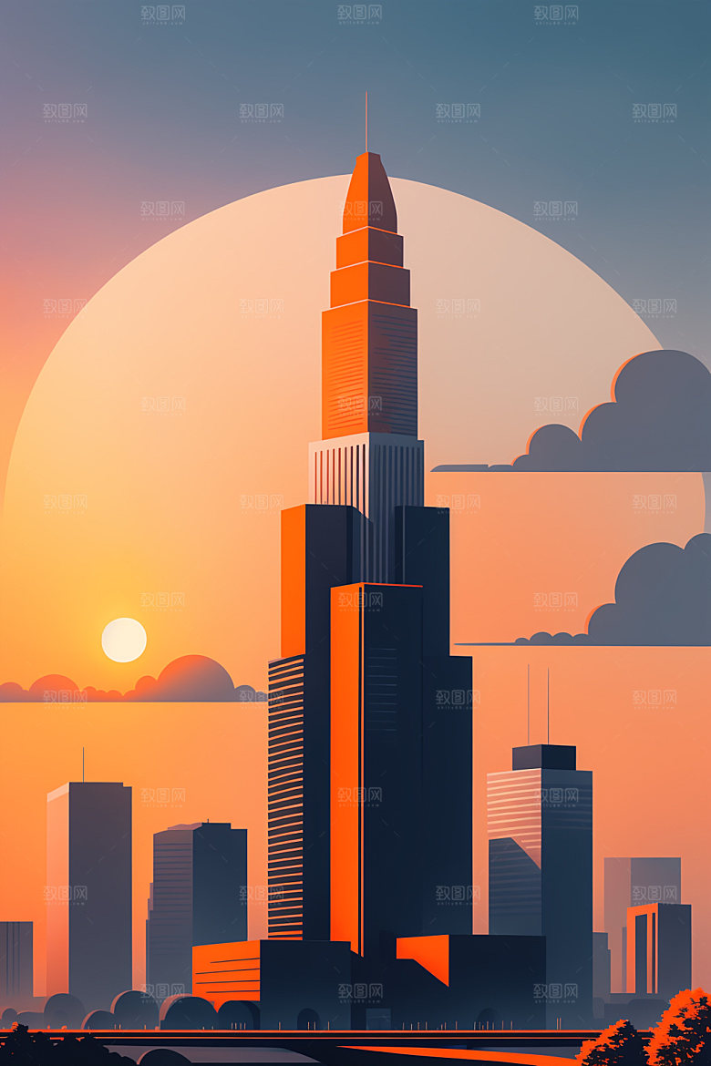 城市简约都市插画