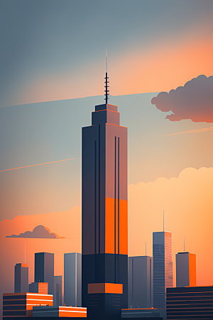 城市楼房简约插画