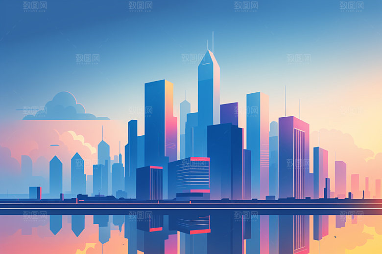 城市艺术简约插画
