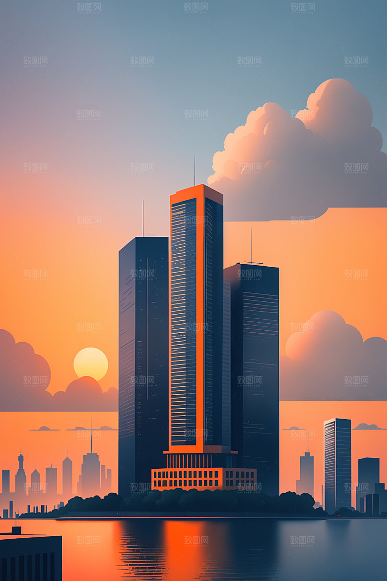 城市艺术地标插画