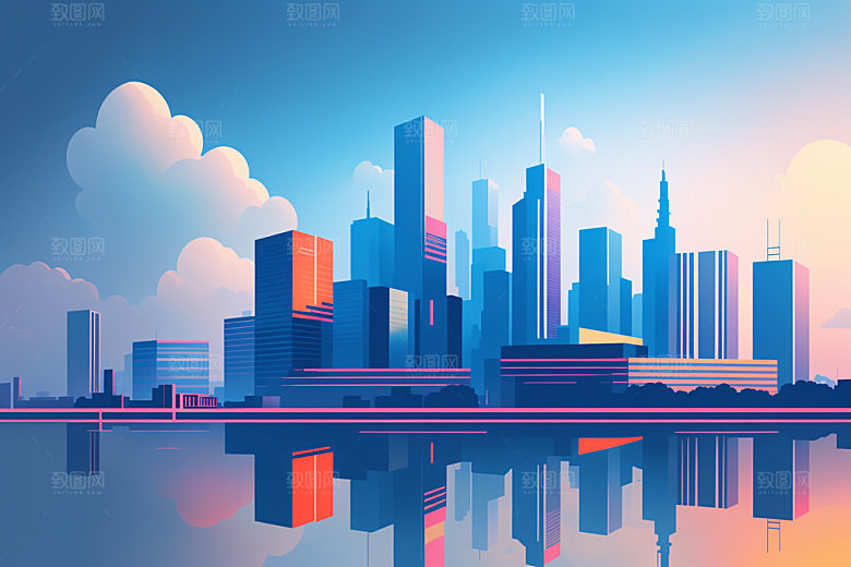 城市简约都市插画