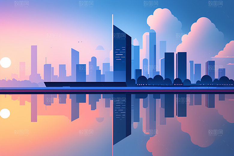 城市大厦都市插画
