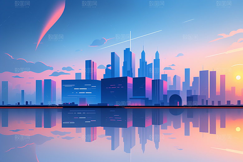 城市地标艺术插画