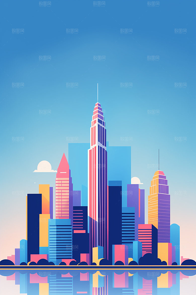 城市都市楼房插画