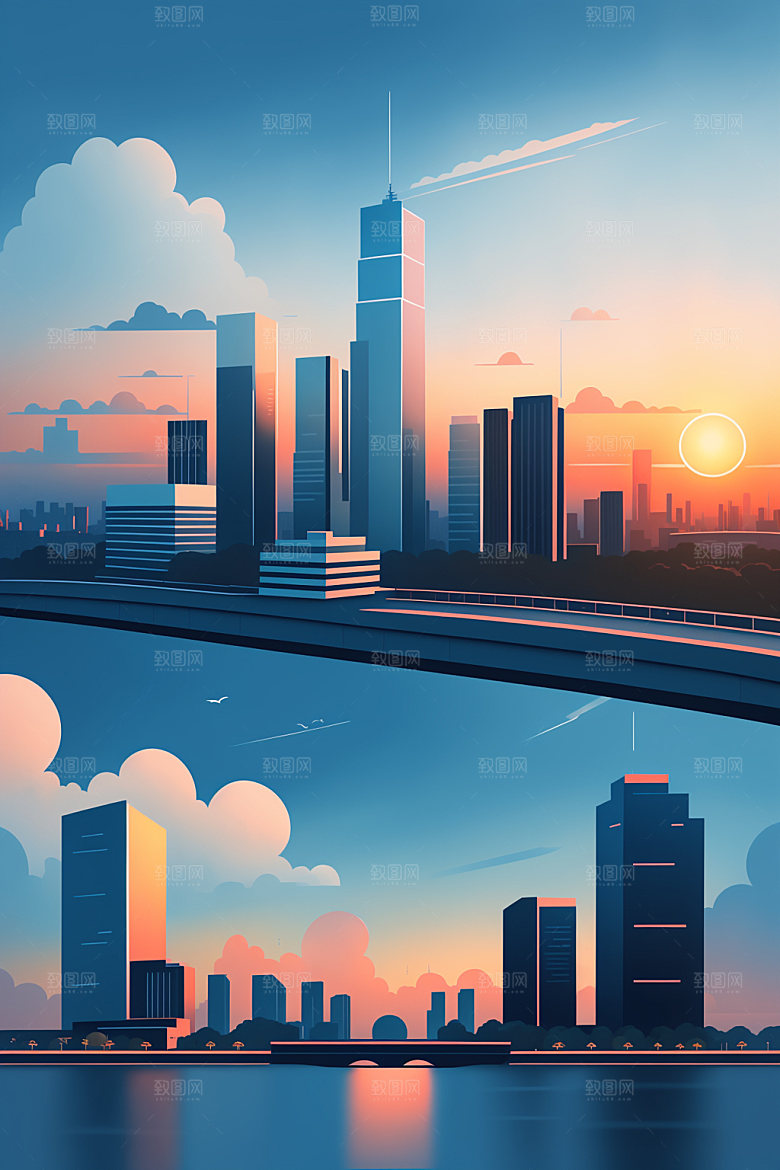 城市艺术地标插画