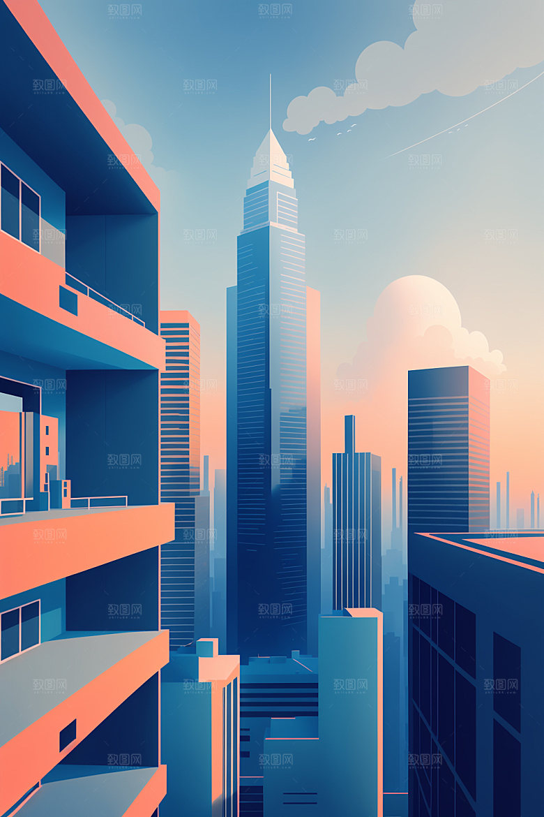 城市艺术楼房插画