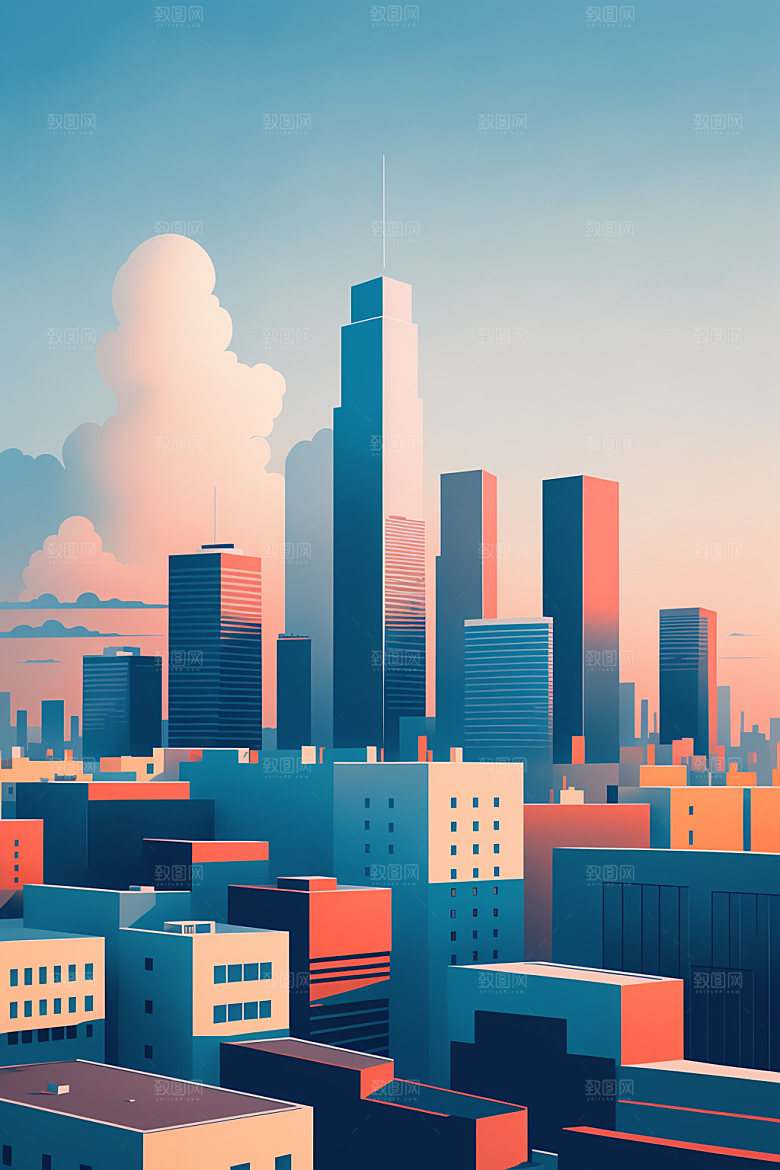 城市楼房大厦插画