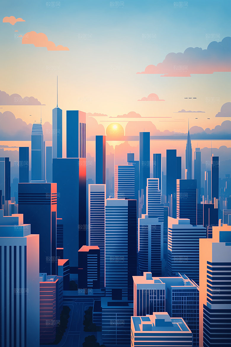 城市都市楼房插画