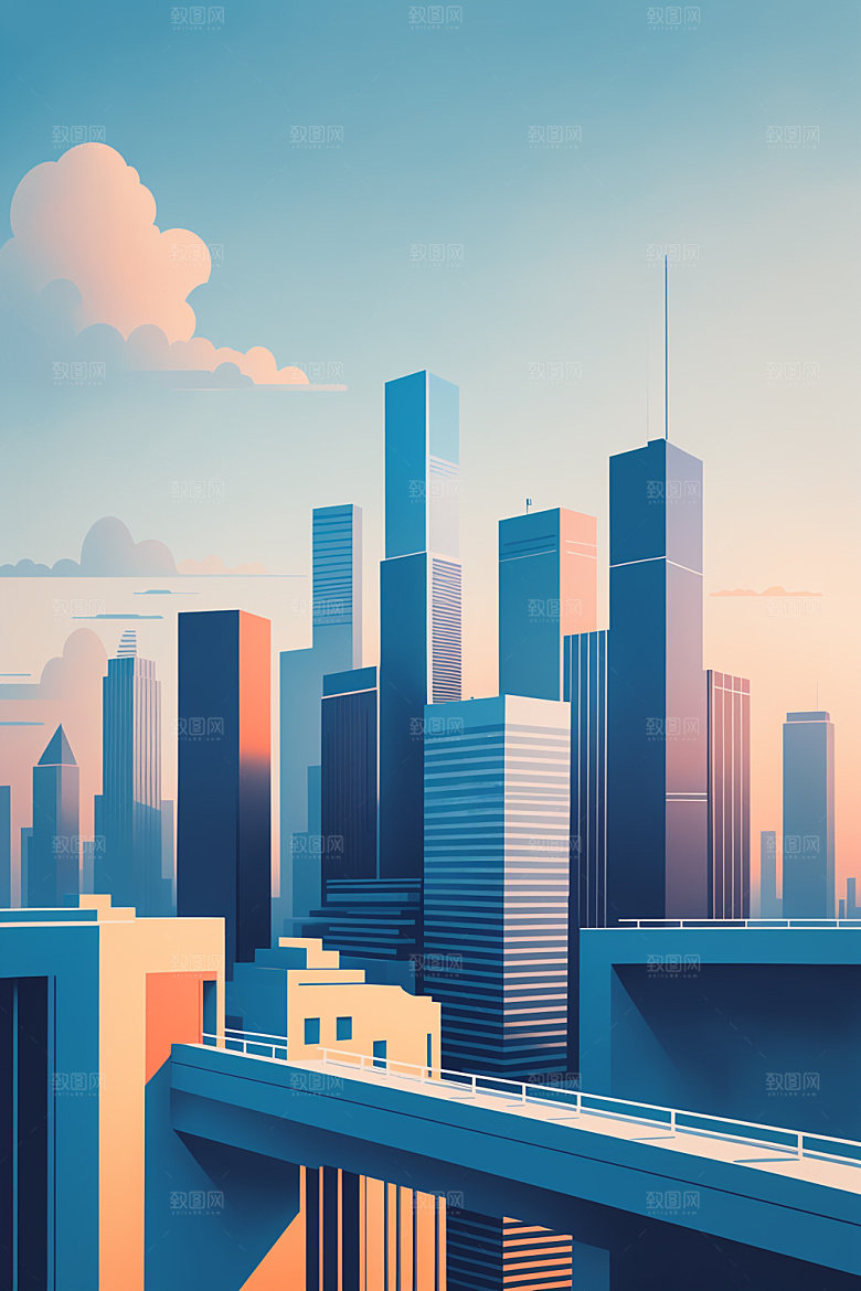 城市都市楼房插画