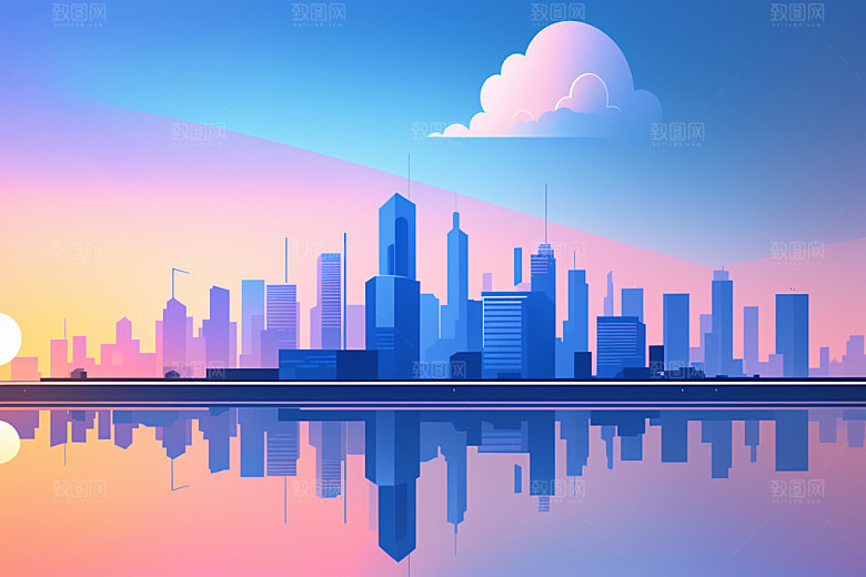 城市艺术地标插画