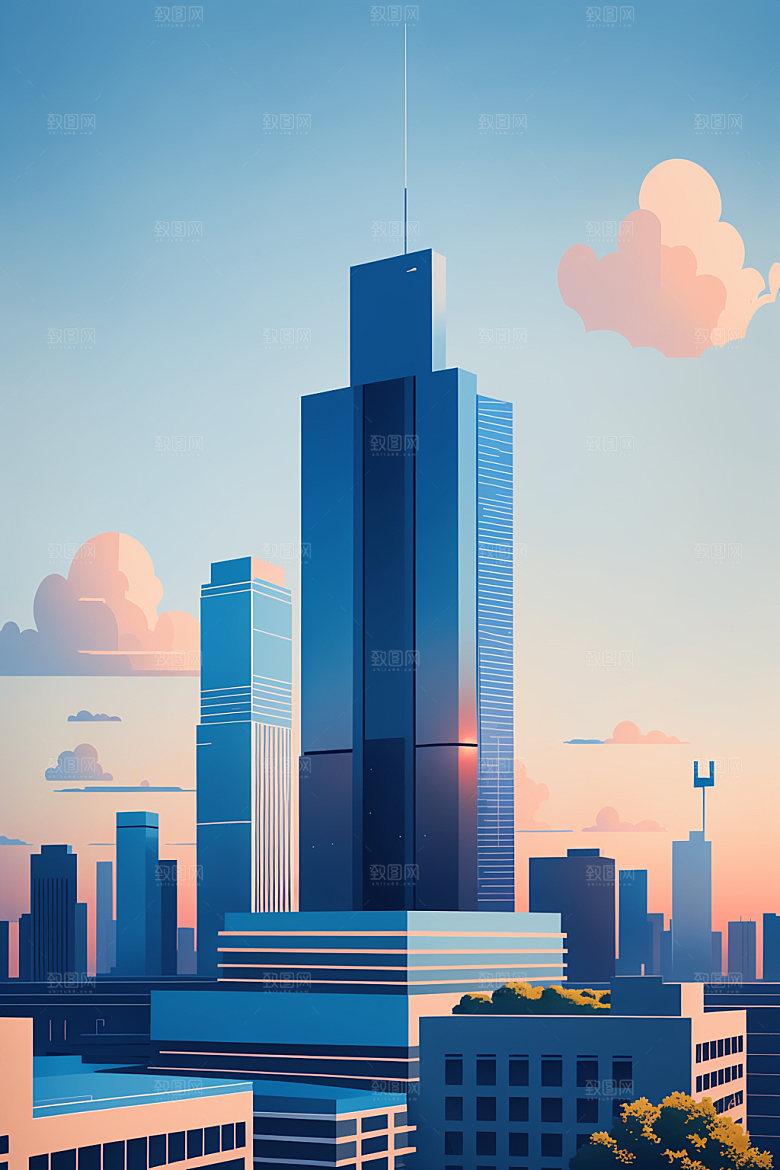 城市地标都市插画