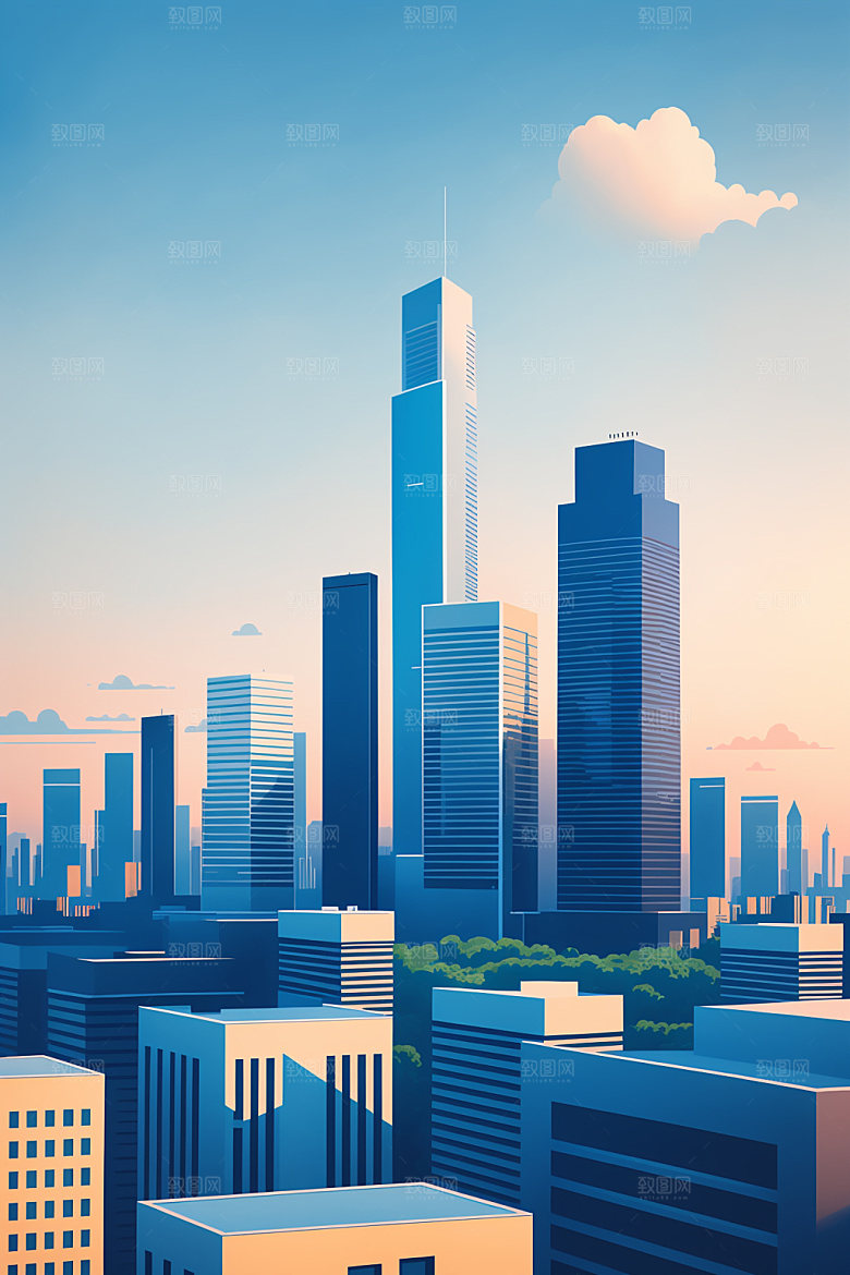 城市简约都市插画