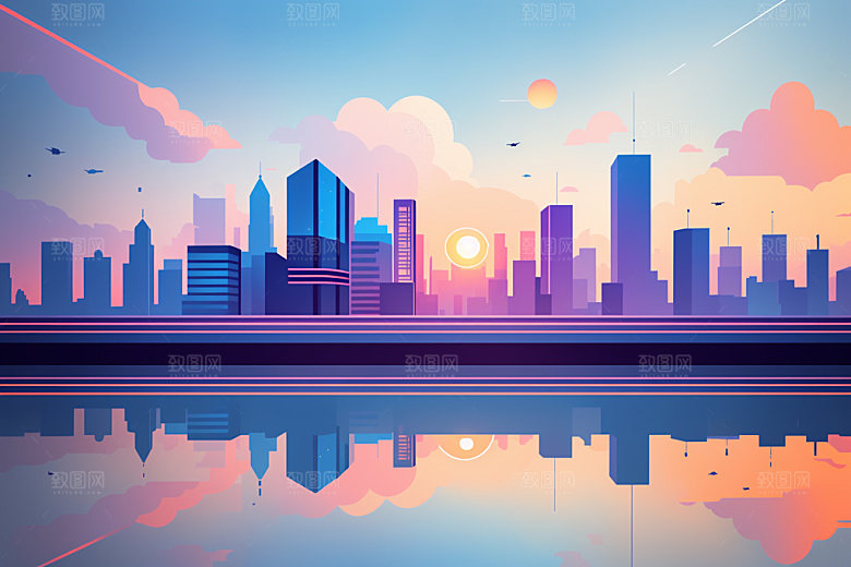 城市都市楼房插画