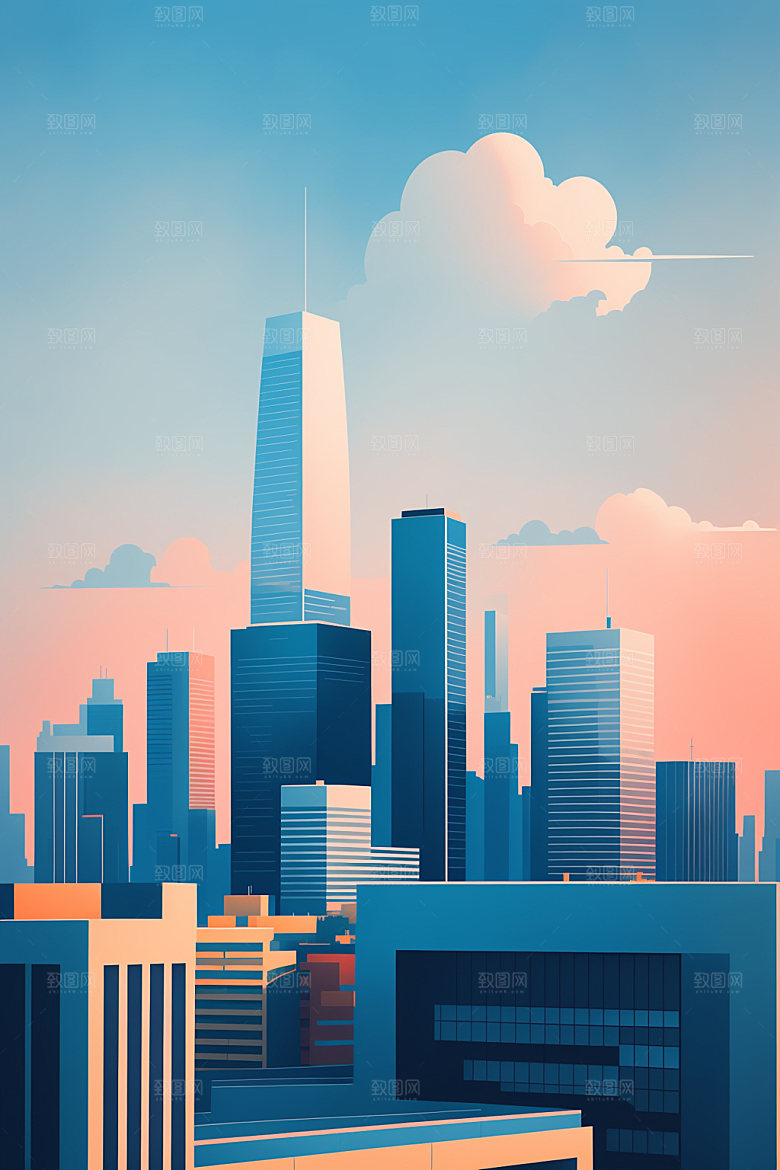 城市艺术地标插画