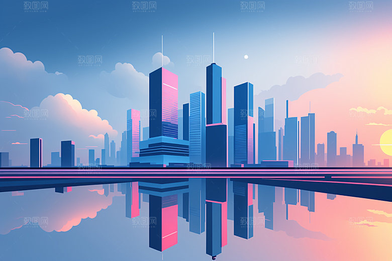城市大厦艺术插画