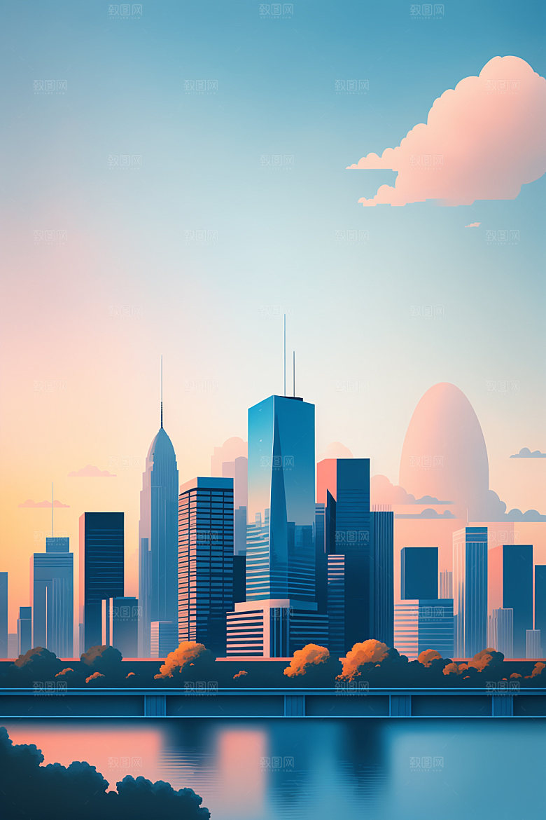 城市大厦都市插画