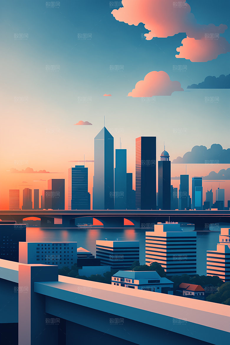 城市大厦都市插画