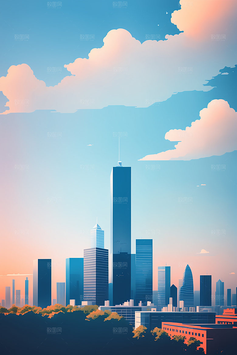 城市地标都市插画