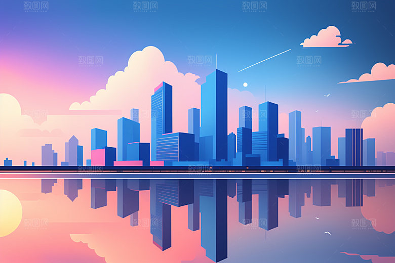 城市大厦地标插画
