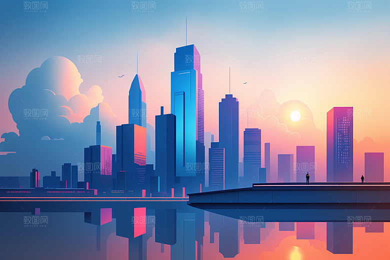城市都市简约插画