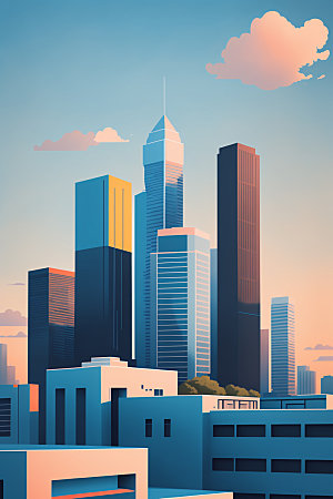 城市都市艺术插画
