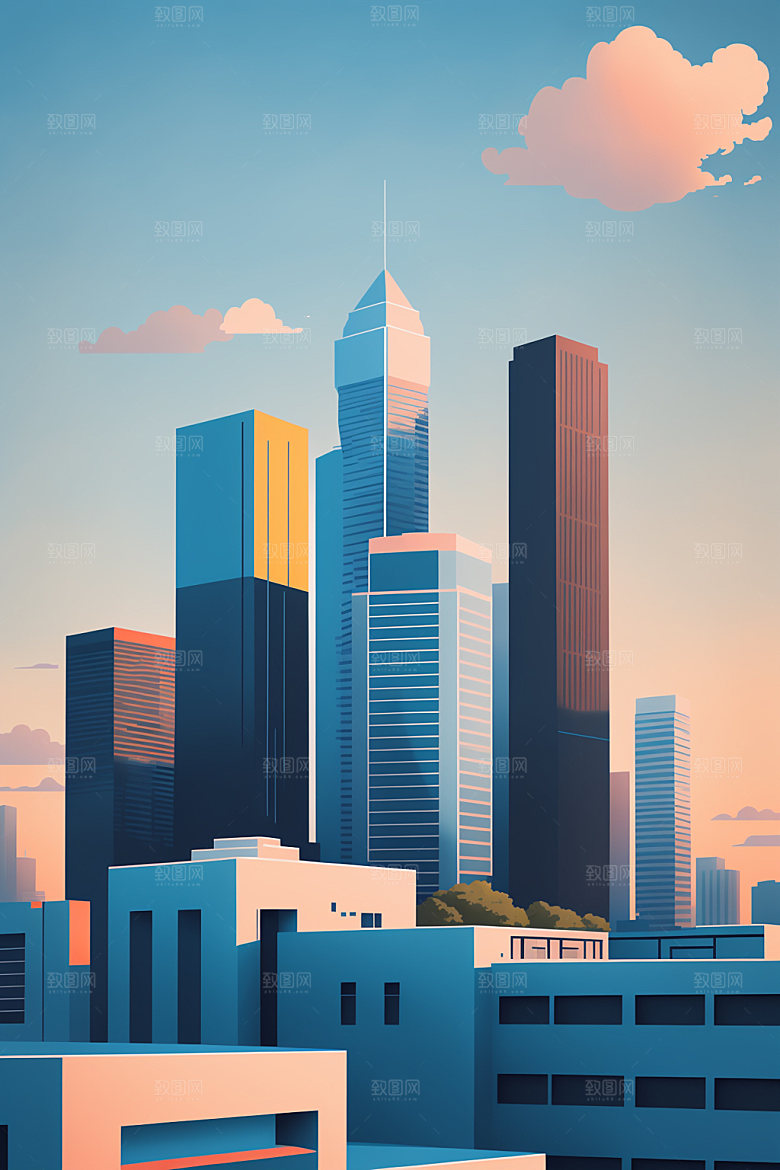 城市都市艺术插画