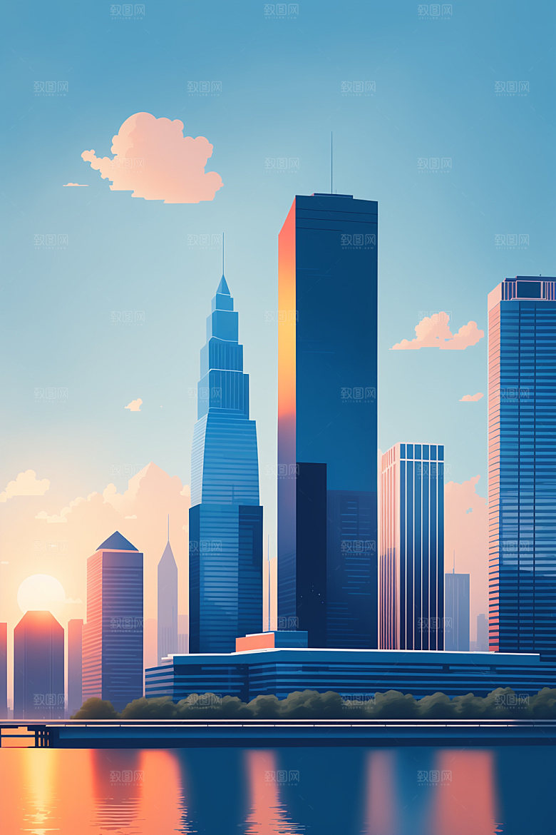城市大厦都市插画