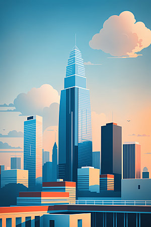 城市都市大厦插画