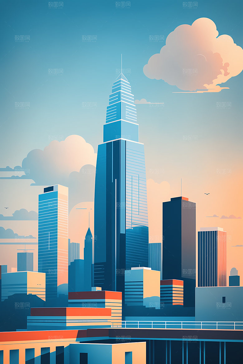 城市都市大厦插画